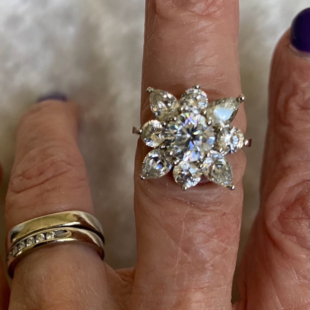 ☘️Michael Anthony 925 Sterling Cocktail CZ Flower Ring - Picture 2 of 4